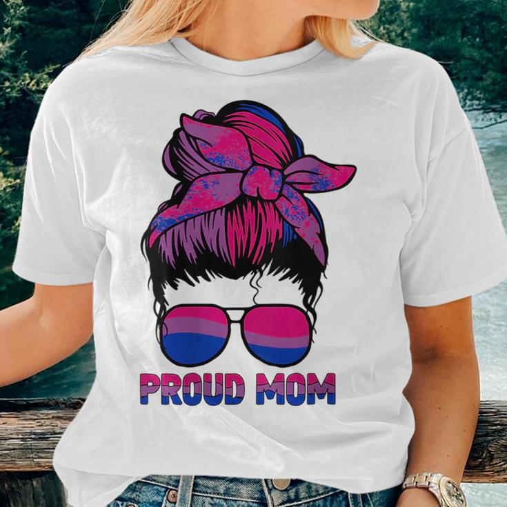 Proud Bisexual Mom Wife Support Bi Lgbt Pride Flag Women T-shirt Gifts for Her