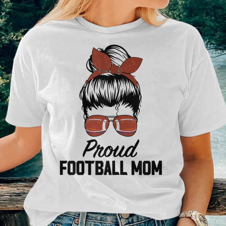 Proud Football Mom Life Messy Bun Women T-shirt Gifts for Her