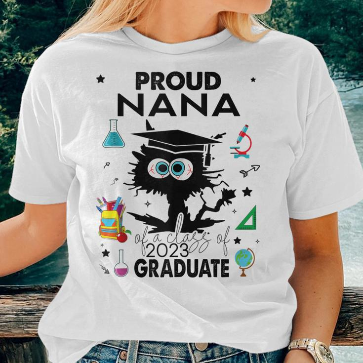 Proud Nana Of A Class Of 2023 Graduate Cool Black Cat Women T-shirt Gifts for Her
