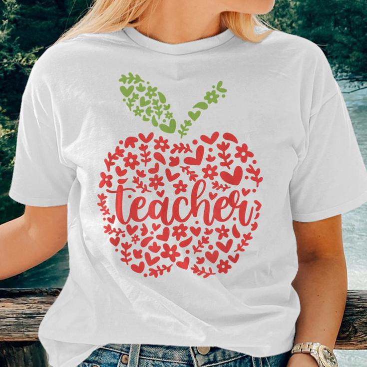 Proud Teacher Apple Shape Teacher Job Pride Women T-shirt Gifts for Her