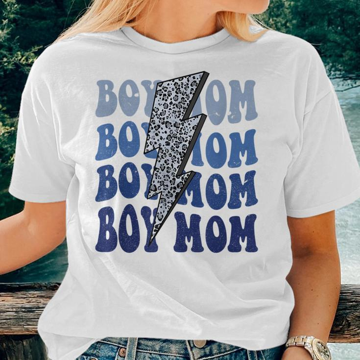 Retro Leopard Boy Mom Lightning Bolt Western Country Mama For Mom Women T-shirt Gifts for Her