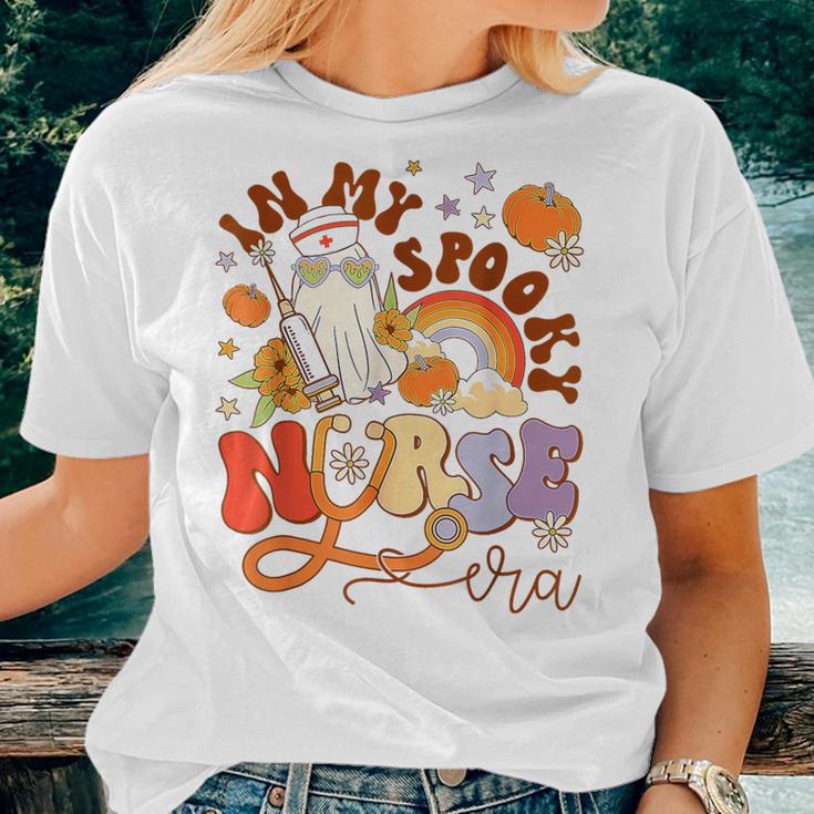 Retro In My Spooky Nurse Era Nicu Halloween Ghost Pumpkin Women T-shirt Gifts for Her