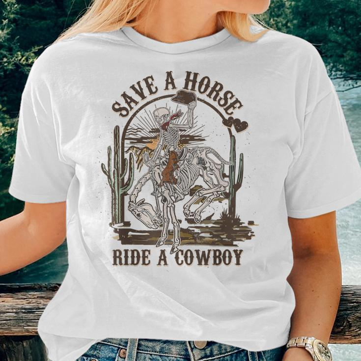 Save A Horse Ride A Cowboy Bull Western For Women T-shirt Gifts for Her