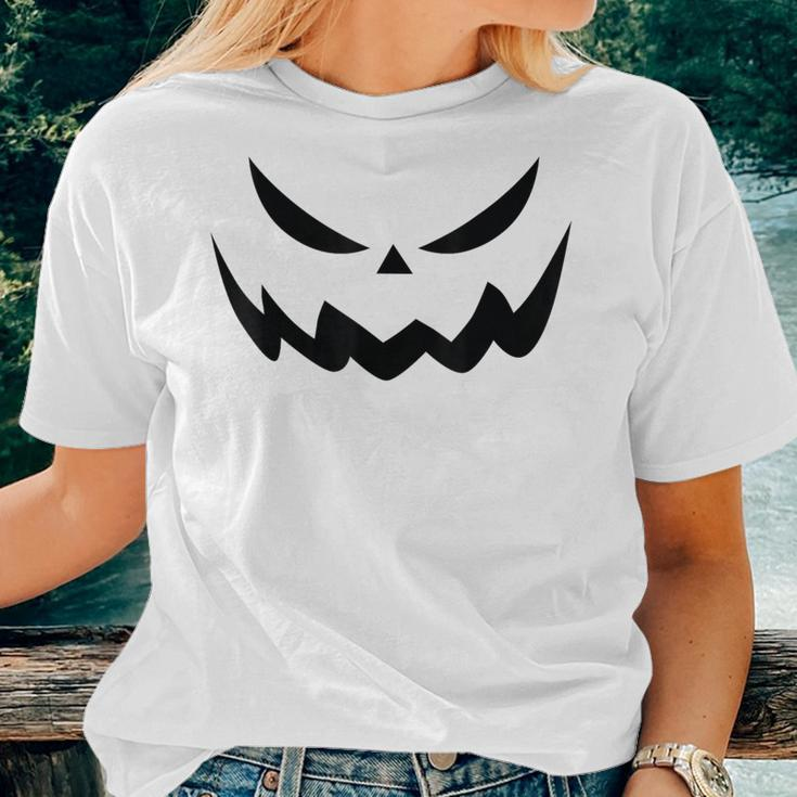 Scary Spooky Jack O Lantern Face Pumpkin Halloween Women T-shirt Gifts for Her