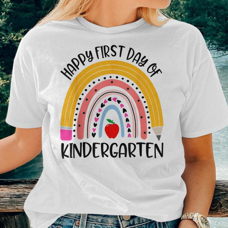 Back To School Rainbow Happy First Day Of Kindergarten Women T-shirt Gifts for Her
