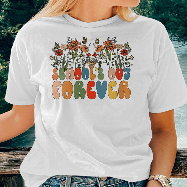 Schools Out Forever Last Day Of School Floral Teacher Women T-shirt Gifts for Her