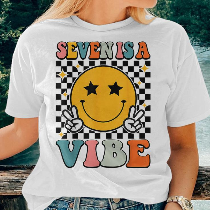 Seven Is A Vibe 7Th Birthday Groovy Boys Girls 7 Years Old Women T-shirt Gifts for Her