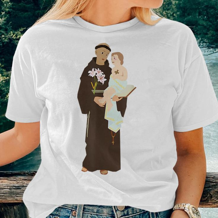 St Anthony Of Padua Vintage Catholic Saint Infant Jesus Women T-shirt Gifts for Her
