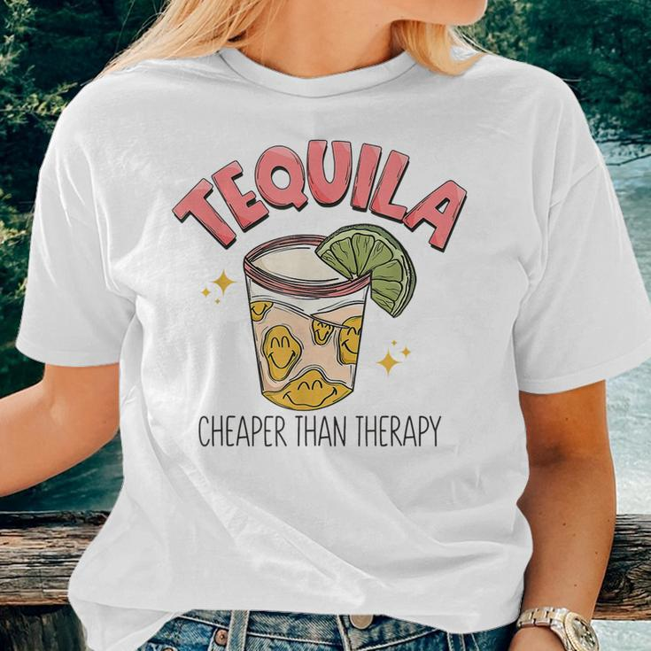Tequila Cheape Than Therapy Funny Tequila Drinking Mexican Women T-shirt Short Sleeve Graphic Gifts for Her