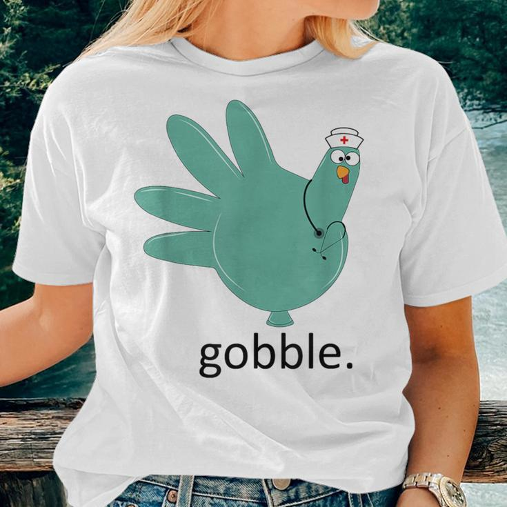 Turkey Gobble Glove Thanksgivin Nurse Medical Thankful Nurse Women T-shirt Gifts for Her
