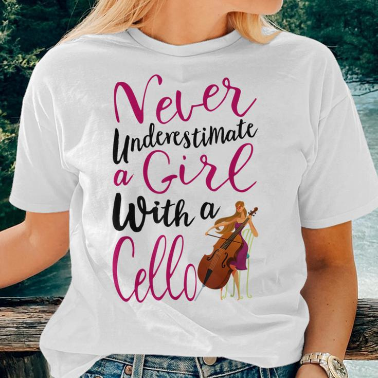 Never Underestimate A Girl With A Cello Cool Quote Women T-shirt Gifts for Her