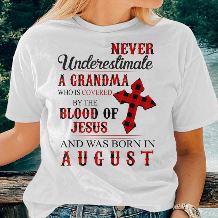 Never Underestimate A Grandma Who Is Covered Jesus In August Women T-shirt Gifts for Her
