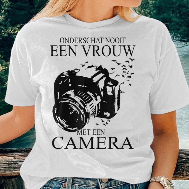 Never Underestimate A Woman With A Camera Dutch Photographer Women T-shirt Gifts for Her