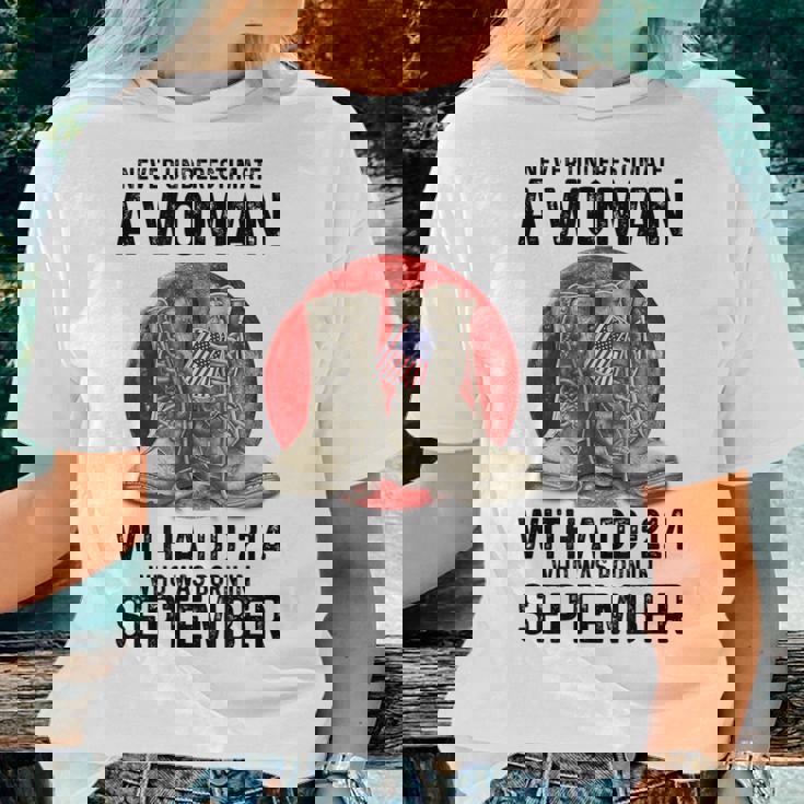 Never Underestimate A Woman With A Dd-214 September Women T-shirt Gifts for Her