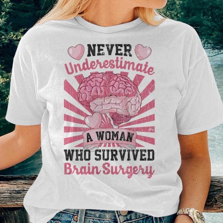 Never Underestimate A Woman Happy Brain Tumor Cancer Graphic Women T-shirt Gifts for Her