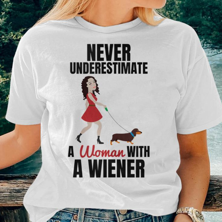 Never Underestimate A Woman With A Wiener Dachshund Women T-shirt Gifts for Her
