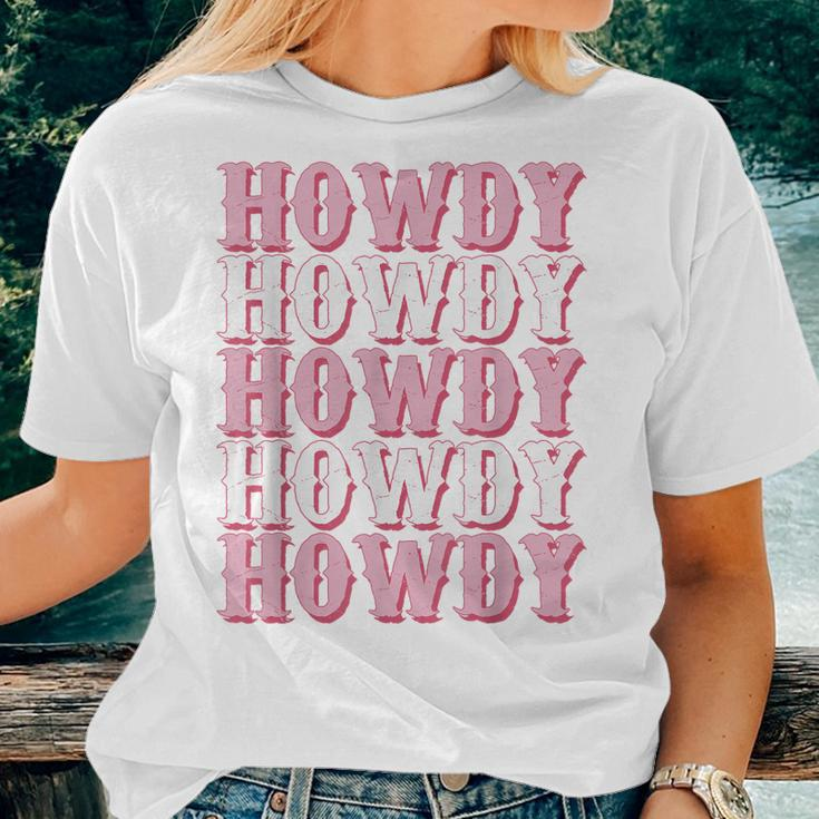 Vintage White Howdy Rodeo Western Country Southern Cowgirl Women T-shirt Gifts for Her