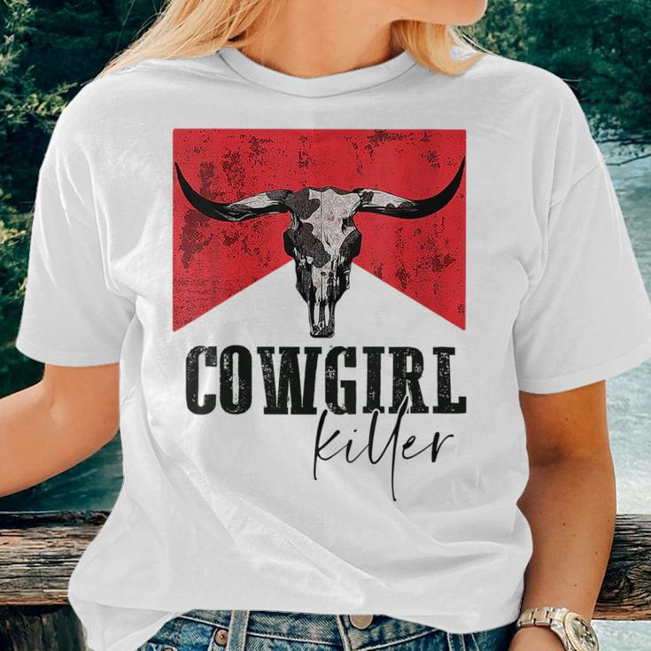 Western Cowboy Vintage Cowgirl Killers Cow Skull Rodeo Rodeo Women T-shirt Crewneck Gifts for Her