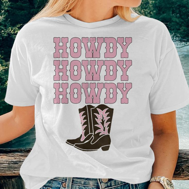 White Howdy Rodeo Western Country Southern Cowgirl Boots Women T-shirt Gifts for Her
