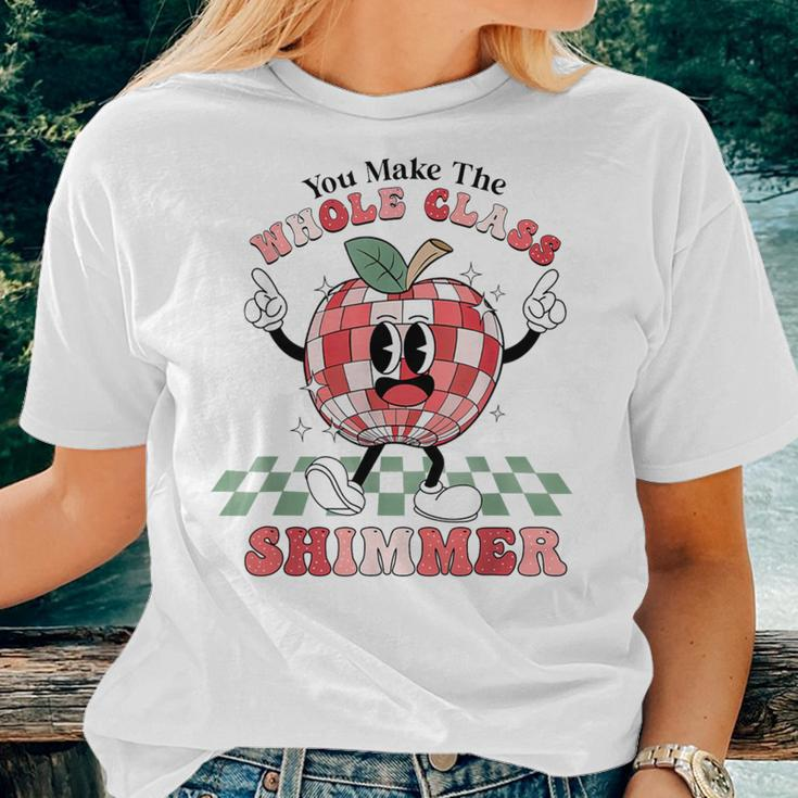 You Make The Whole Class Shimmer Apple Disco-Ball Teacher Women T-shirt Gifts for Her