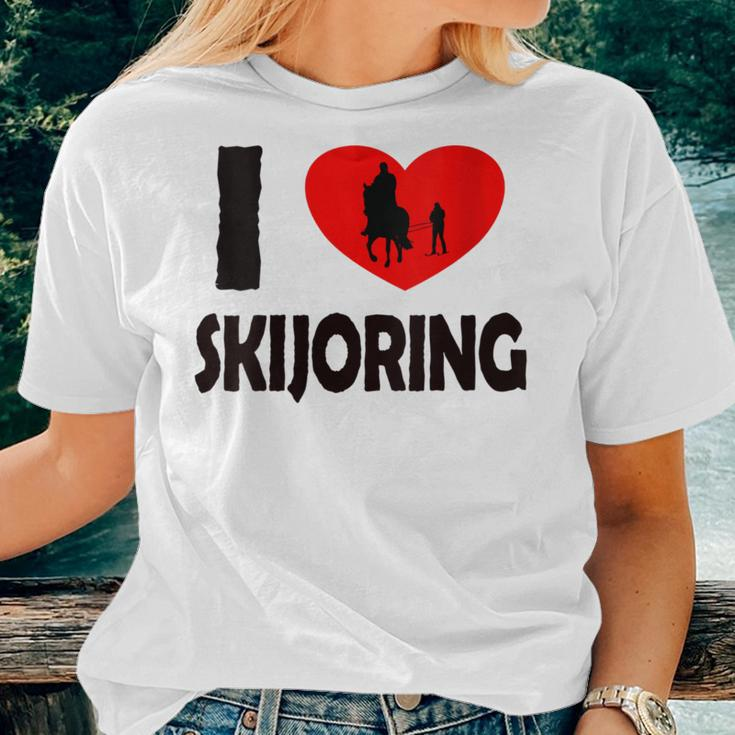 Winter Sport With Horse I Love Skijoring Women T-shirt Gifts for Her