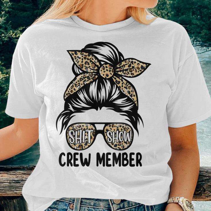 Women Shit Show Crew Member Messy Bun Manager Or Supervisor Women T-shirt Short Sleeve Graphic Gifts for Her