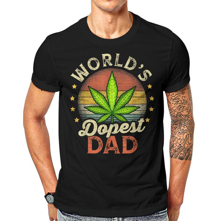 Funny Fathers Day 420 Weed Dad Vintage Worlds Dopest Dad  Gift For Women Men T-shirt Crewneck Short Sleeve