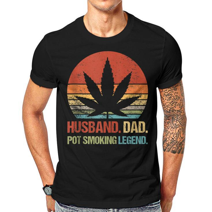 Husband Dad Pot Smoking Legend Funny Weed Dad Smoker  Gift For Mens Gift For Women Men T-shirt Crewneck Short Sleeve