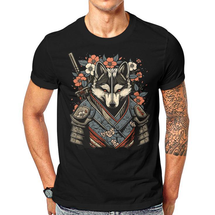 Japanese Samurai Wolf Tattoo Vintage Kawaii Ninja  Gift For Women Men T-shirt Crewneck Short Sleeve