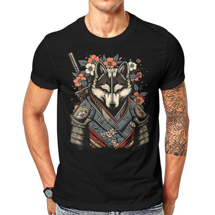 Japanese Samurai Wolf Tattoo Vintage Kawaii Ninja  Gift For Womens Gift For Women Men T-shirt Crewneck Short Sleeve