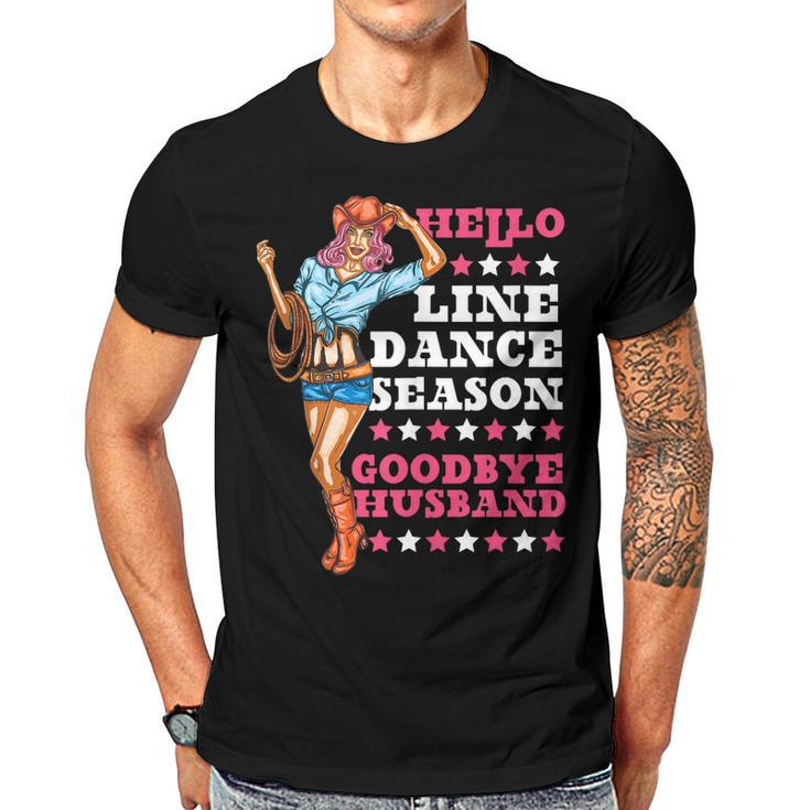 Line Dancing Dance Teacher Husband Wife Hello Line Dance  Gift For Women Men T-shirt Crewneck Short Sleeve