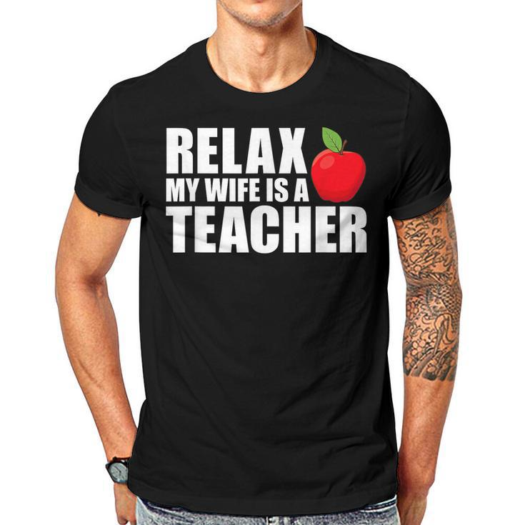 My Wife Is A Teacher Husband Of A Teacher  Gift For Mens Gift For Women Men T-shirt Crewneck Short Sleeve