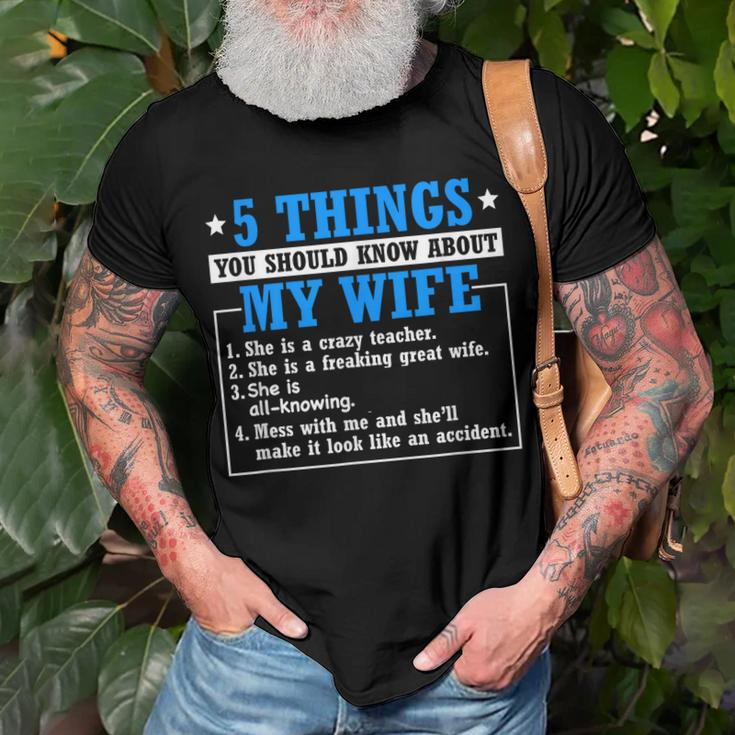5 Things About My Wife Teacher Husband Of A Teacher Gift For Mens Gift For Women Men T-shirt Crewneck Short Sleeve