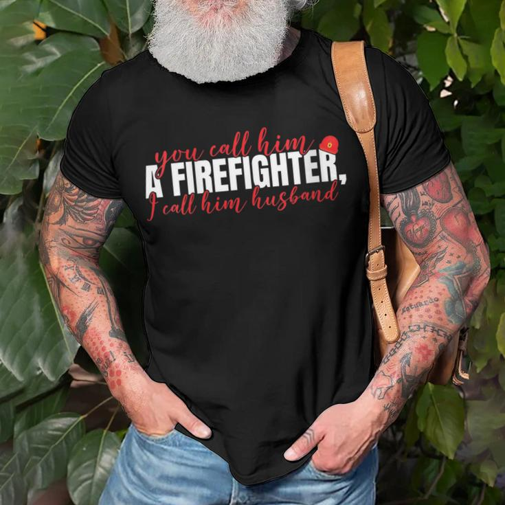Firefighter Wife Firemans Wife Proud Firefighter Husband Gift For Womens Gift For Women Men T-shirt Crewneck Short Sleeve