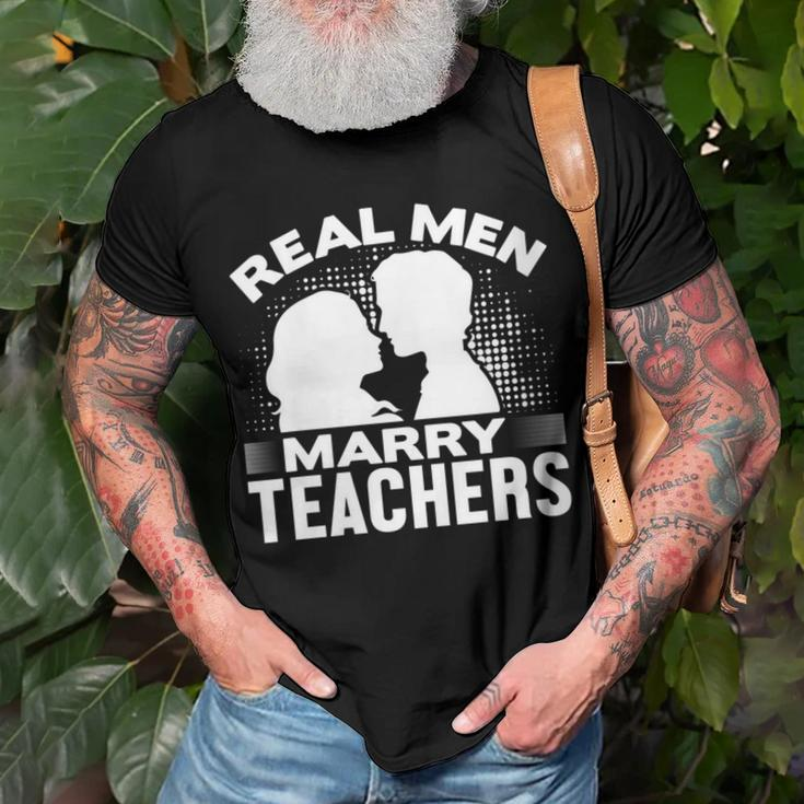 Real Men Marry Teachers Funny Married Teacher Husband Gift For Womens Gift For Women Men T-shirt Crewneck Short Sleeve