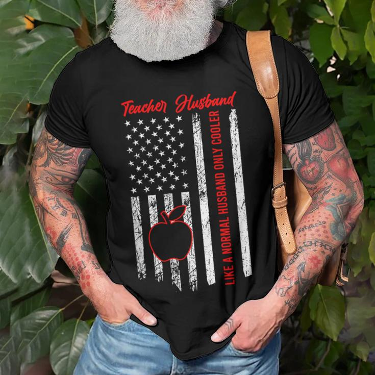 Teacher Husband American Flag Husband Of A Teacher Gift For Mens Gift For Women Men T-shirt Crewneck Short Sleeve