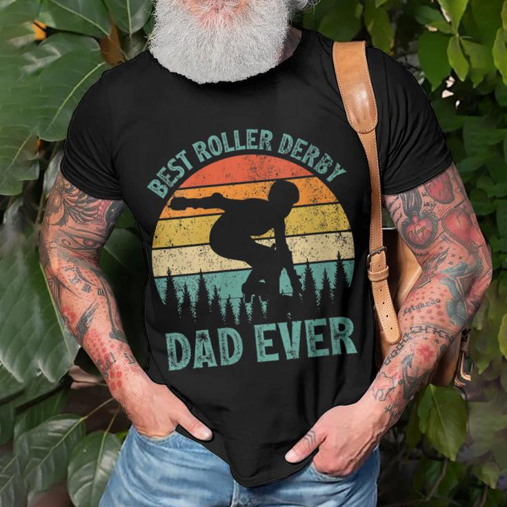 Vintage Retro Best Roller Derby Dad Ever Fathers Day Gift For Womens Gift For Women Men T-shirt Crewneck Short Sleeve