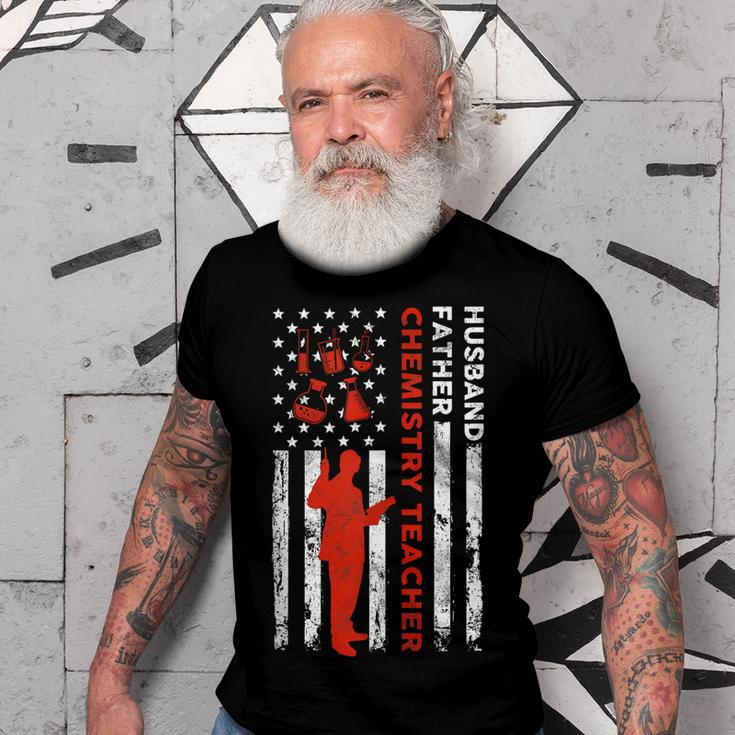 Chemistry Teacher Husband Dad Usa Flag American Fathers Gift For Women Men T-shirt Crewneck Short Sleeve