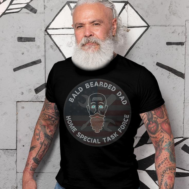 Handy Dad With Bald Bearded Dad Tools And Us Flag Gift For Mens Gift For Women Men T-shirt Crewneck Short Sleeve