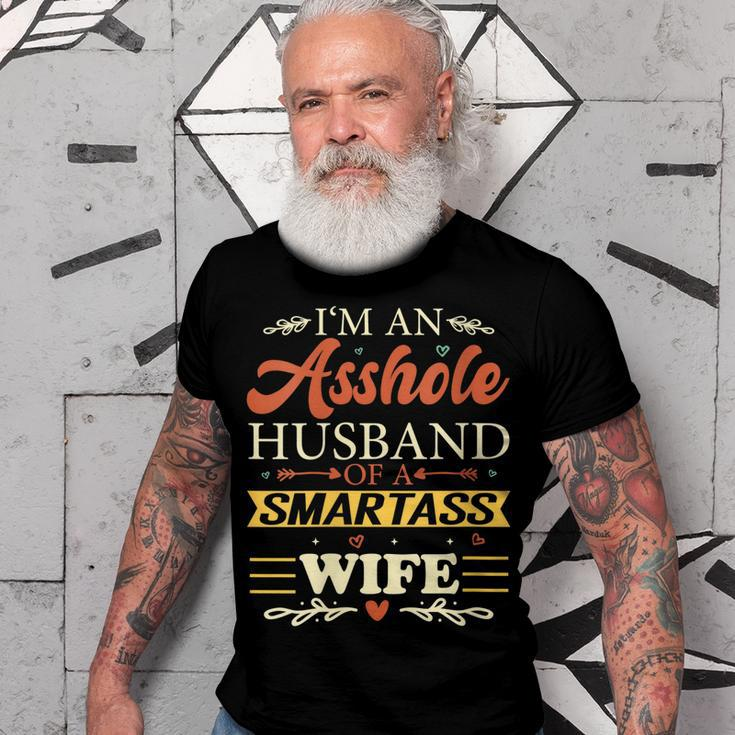 Im An Asshole Husband Of A Smartass Wife Funny Gift For Womens Gift For Women Men T-shirt Crewneck Short Sleeve