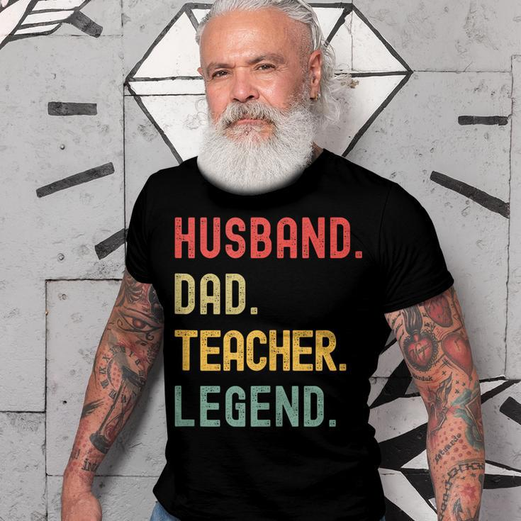 Teacher Husband Dad Legend Retro Vintage Dad Fathers Day Gift For Women Men T-shirt Crewneck Short Sleeve