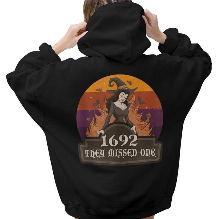 1692 They Missed One Salem Halloween Retro Vintage Women Hoodie Back Print