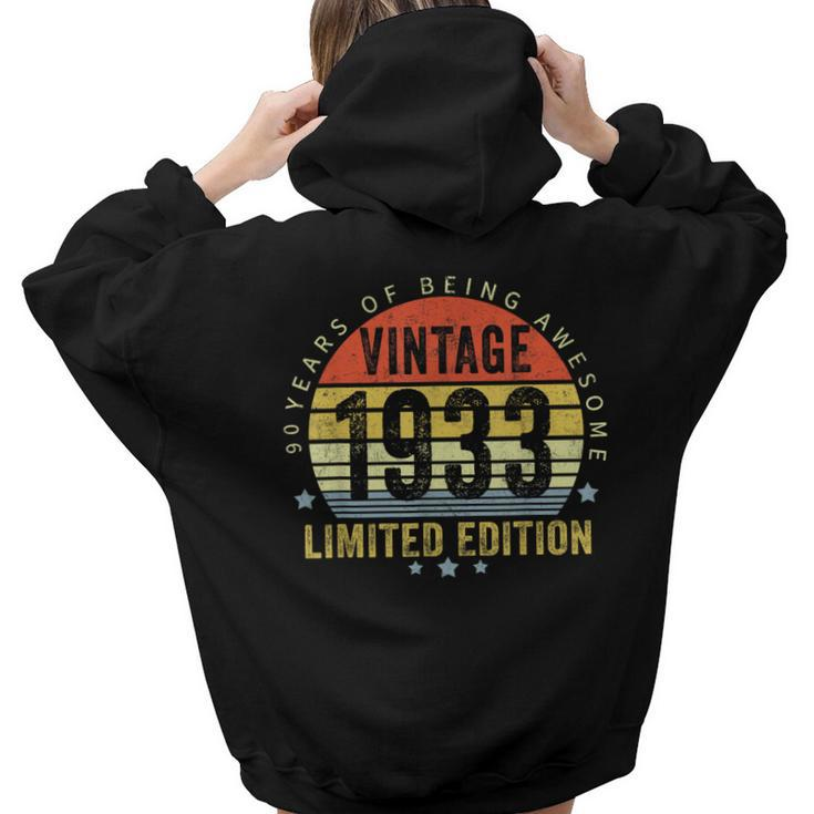 90 Years Of Being Awesome Vintage 1933 Limited Edition Women Hoodie Back Print