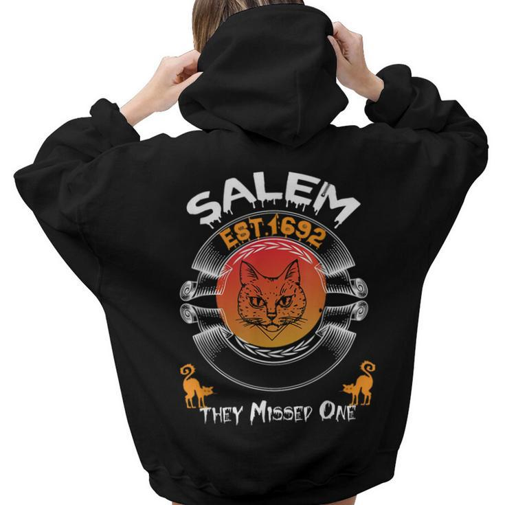 Salem 1692 They Missed One Vintage Cat Halloween Women Hoodie Back Print