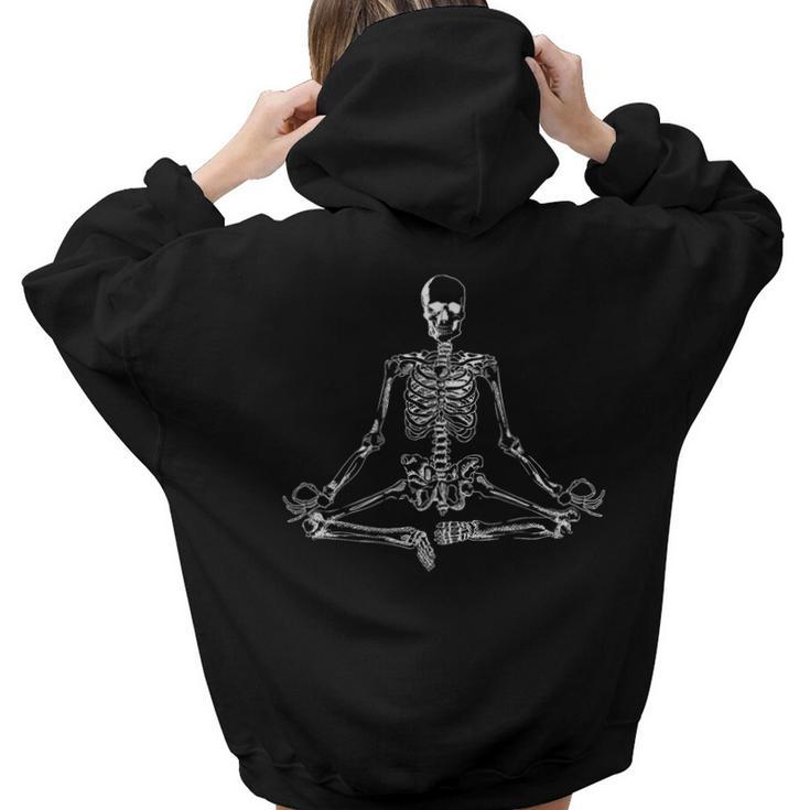 Halloween Meditating Skeleton Freaky Yoga Women Hoodie Back Print