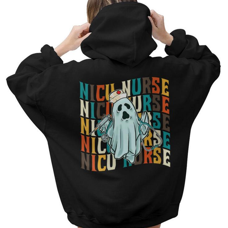 Halloween Nicu Nursing Ghost Costume Neonatal Nurses Women Hoodie Back Print