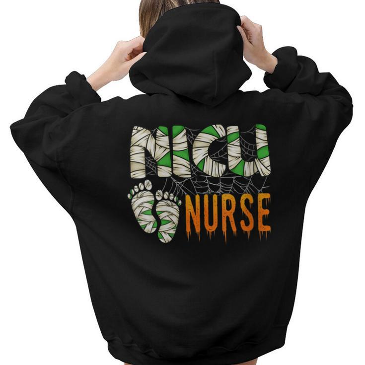 Halloween Nicu Nursing Mummy Costumes Neonatal Nurses Women Hoodie Back Print