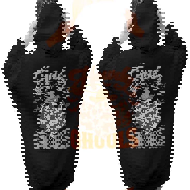 Howdy Ghouls Ghosts Halloween Western Retro Groovy 70S 70S Vintage s Women Hoodie Back Print