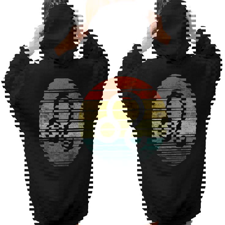 Leo Retro Sunset Zodiac Sign Birthday Women Hoodie Back Print