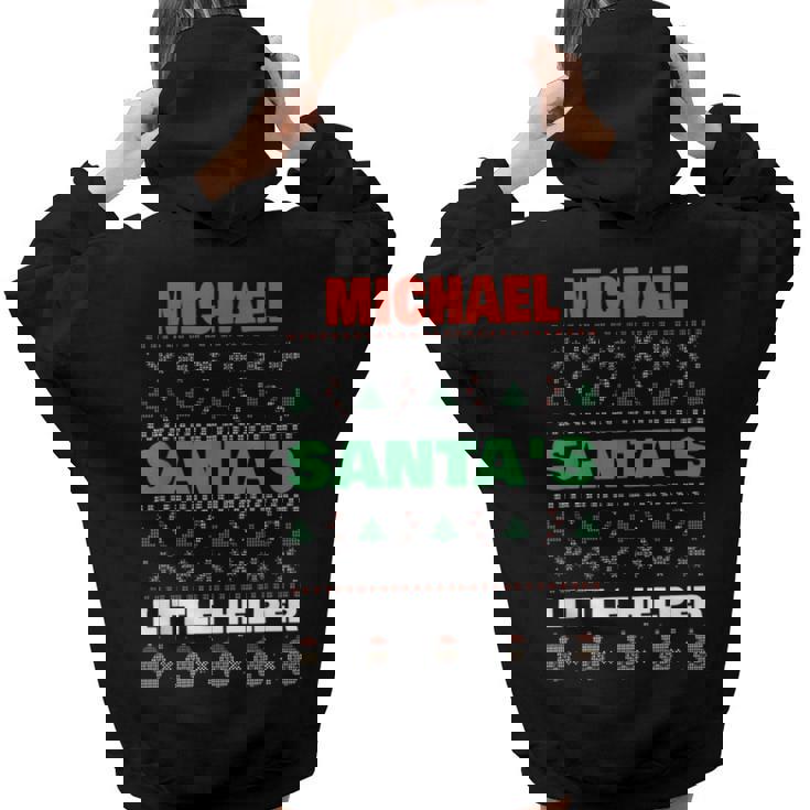 Michael Santas Little Helper Michael Name Christmas Women Hoodie Back Print